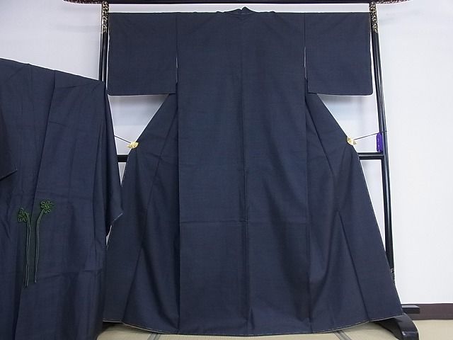 花美人■本場大島紬　道中着　ロング丈　セット　泥染め　120亀甲　逸品　ic2187