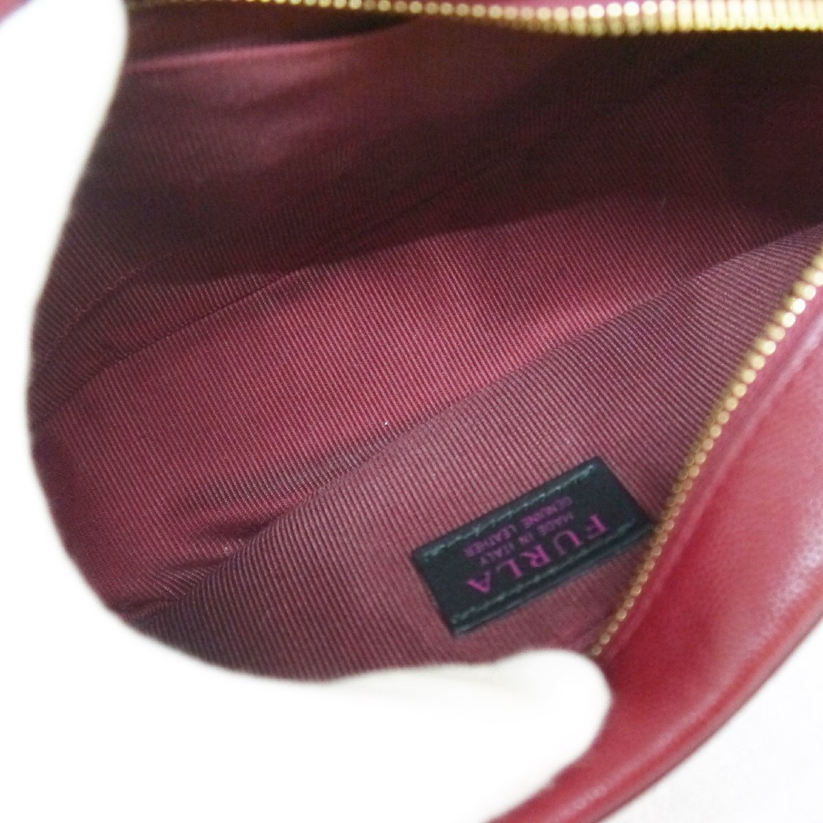 USED品・保管品 FURLA フルラ ショルダーバッグ ボルドー ゴールド金具 