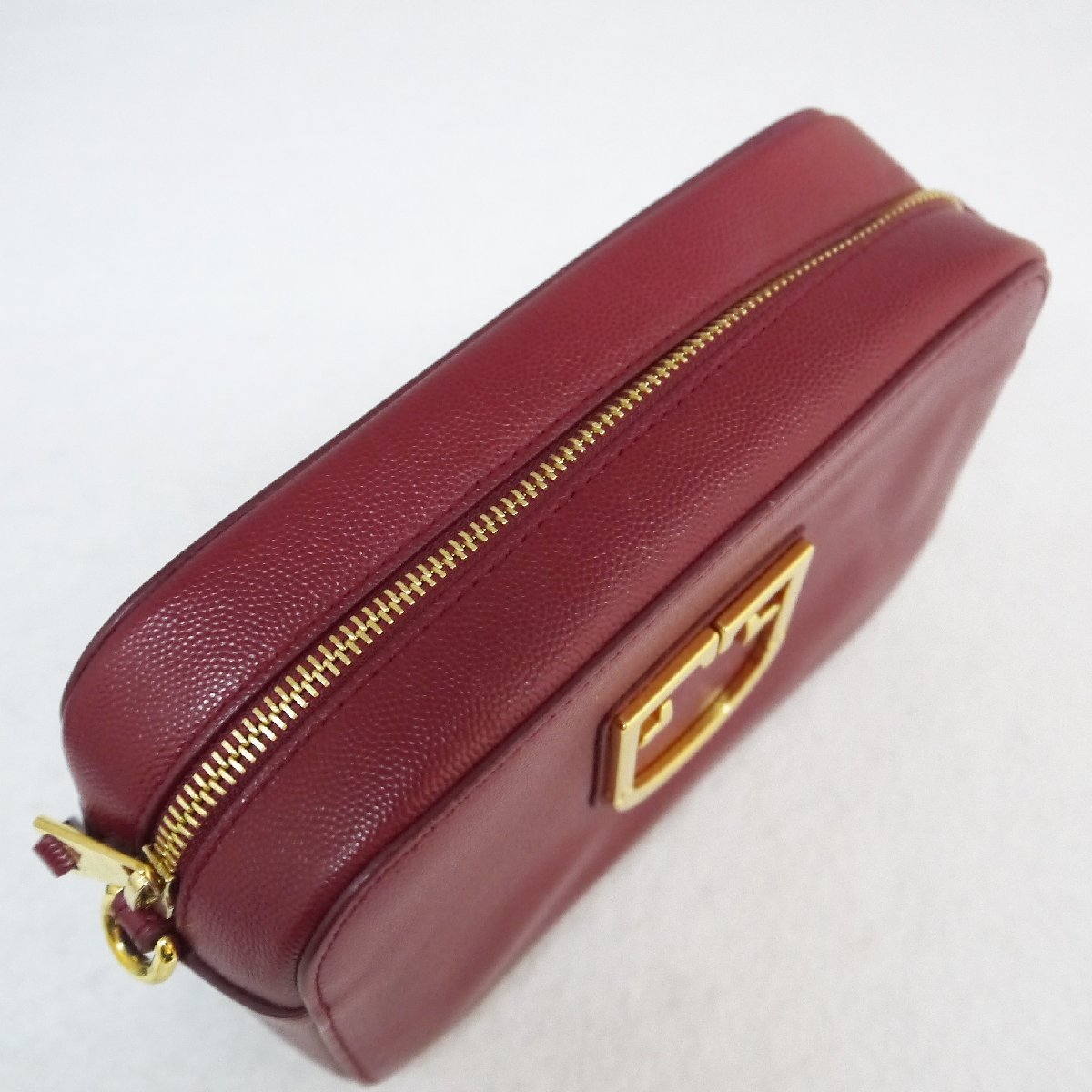 USED品・保管品 FURLA フルラ ショルダーバッグ ボルドー ゴールド金具 