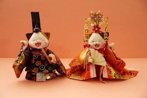 オーダー用参考作品 堅苦し 招き猫 古布縮緬 ハンドメイド 手作り