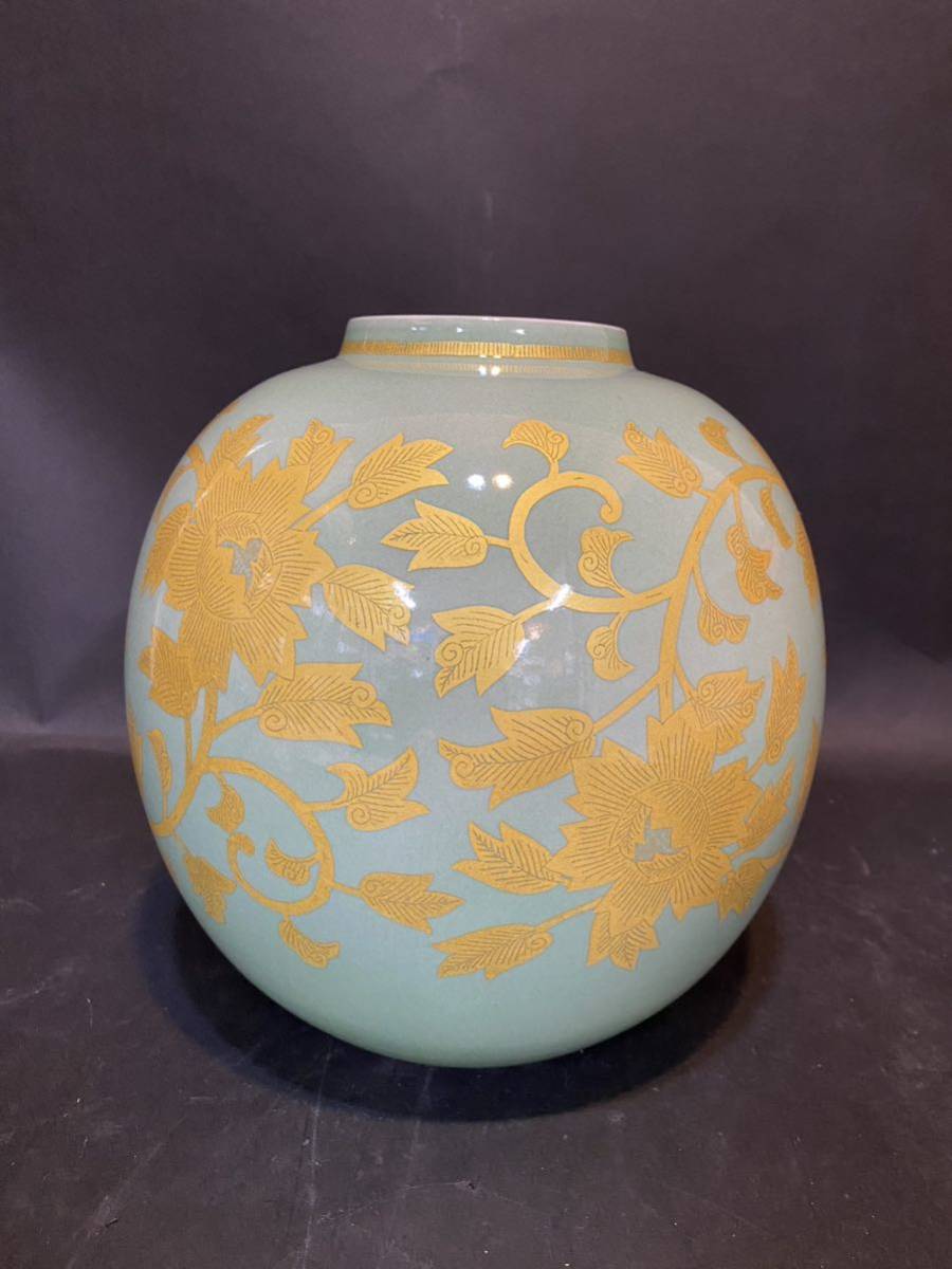 九谷焼人間国宝 吉田美統 本人作花瓶壺