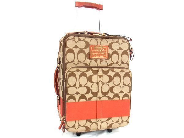 COACH コーチ キャリーバッグ キャリーケース F77020 しぐね 1円 COACH コーチ F77020 シグネチャー キャンバス×レザー 2輪