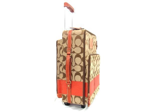 1円 COACH コーチ F77020 シグネチャー キャンバス×レザー 2輪