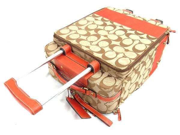 1円 COACH コーチ F77020 シグネチャー キャンバス×レザー 2輪