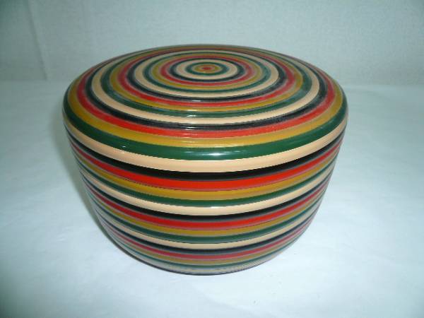 【風流庵】 『即決』 山中塗 ★ 独楽塗 喰籠 (掛合付)　箱無