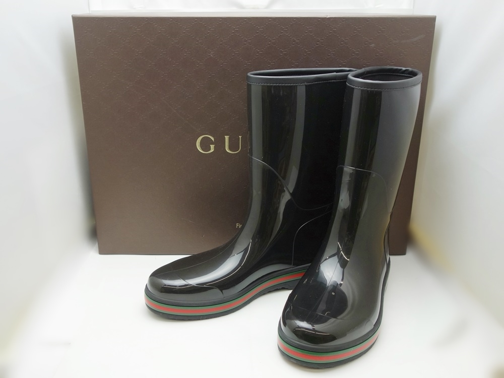 A23-307 GUCCI グッチ 202752 レインブーツ サイズ8 約27cm