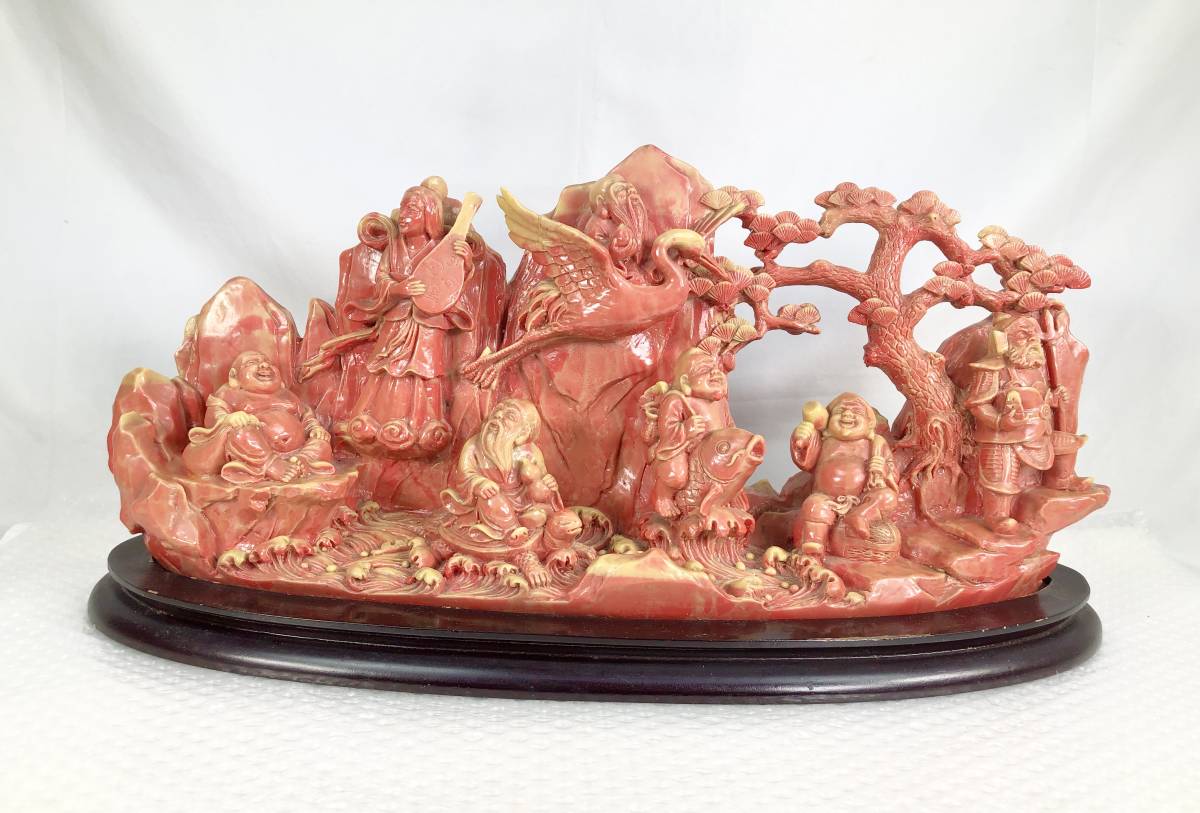 置物 中国美術 縁起物 清代 旧蔵 グラファイト 0210A【中古】縁起物 石