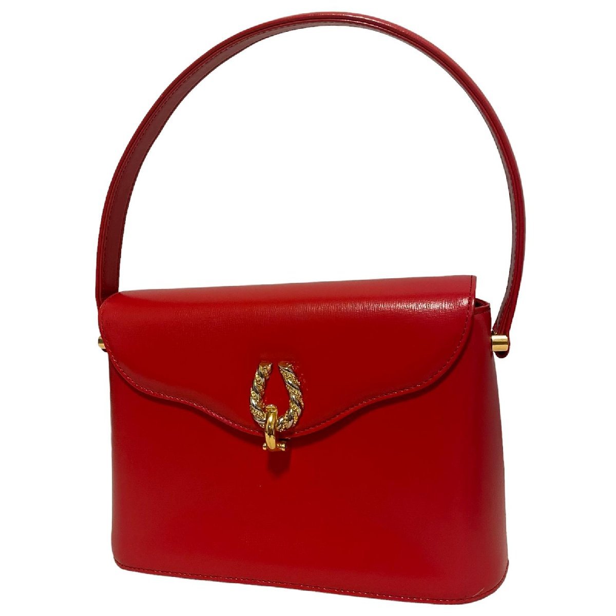 CARVEN カルヴェン パリス レザー フォーマル ハンドバッグ 赤系 ヴィンテージ