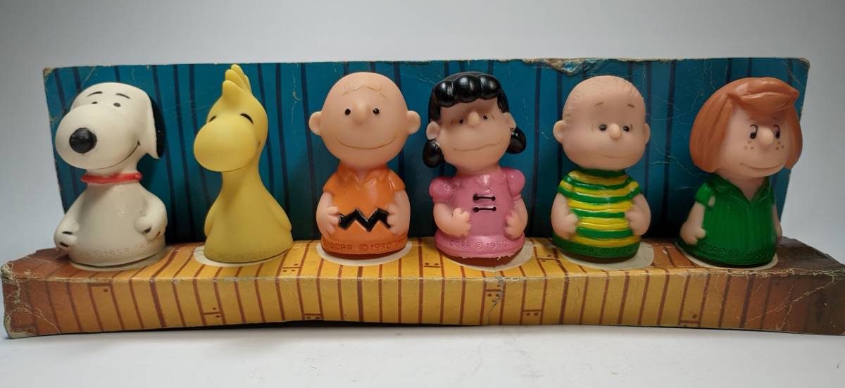 50s 60s ビンテージ ピーナッツ 指人形6個セット スヌーピー チャーリーブラウン ルーシー ウッドストック ライナス ペパーミントパティ