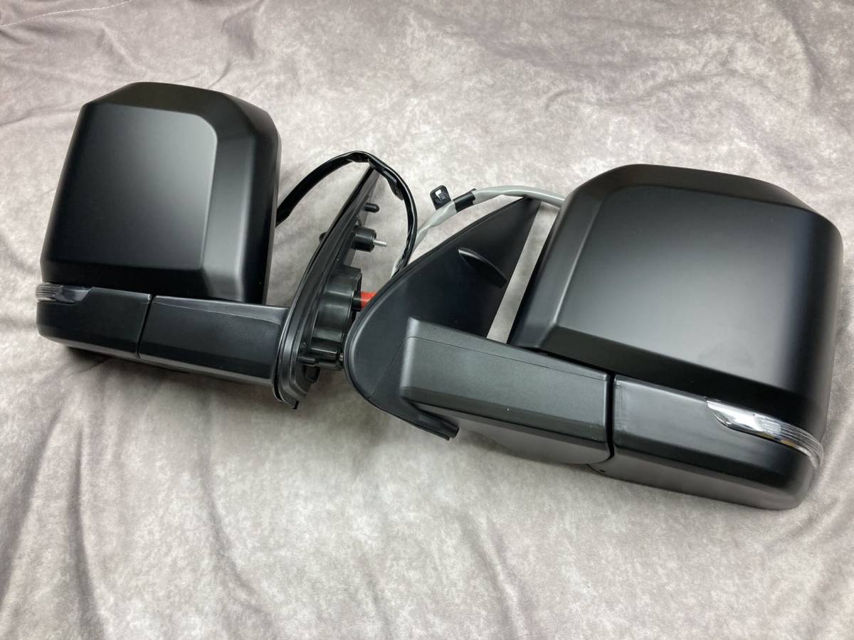 1円～！ 200系ハイエース 6型タイプ LEDウインカー付ドアミラー マットブラック 電動格納 左右セット 新品 艶消し黒