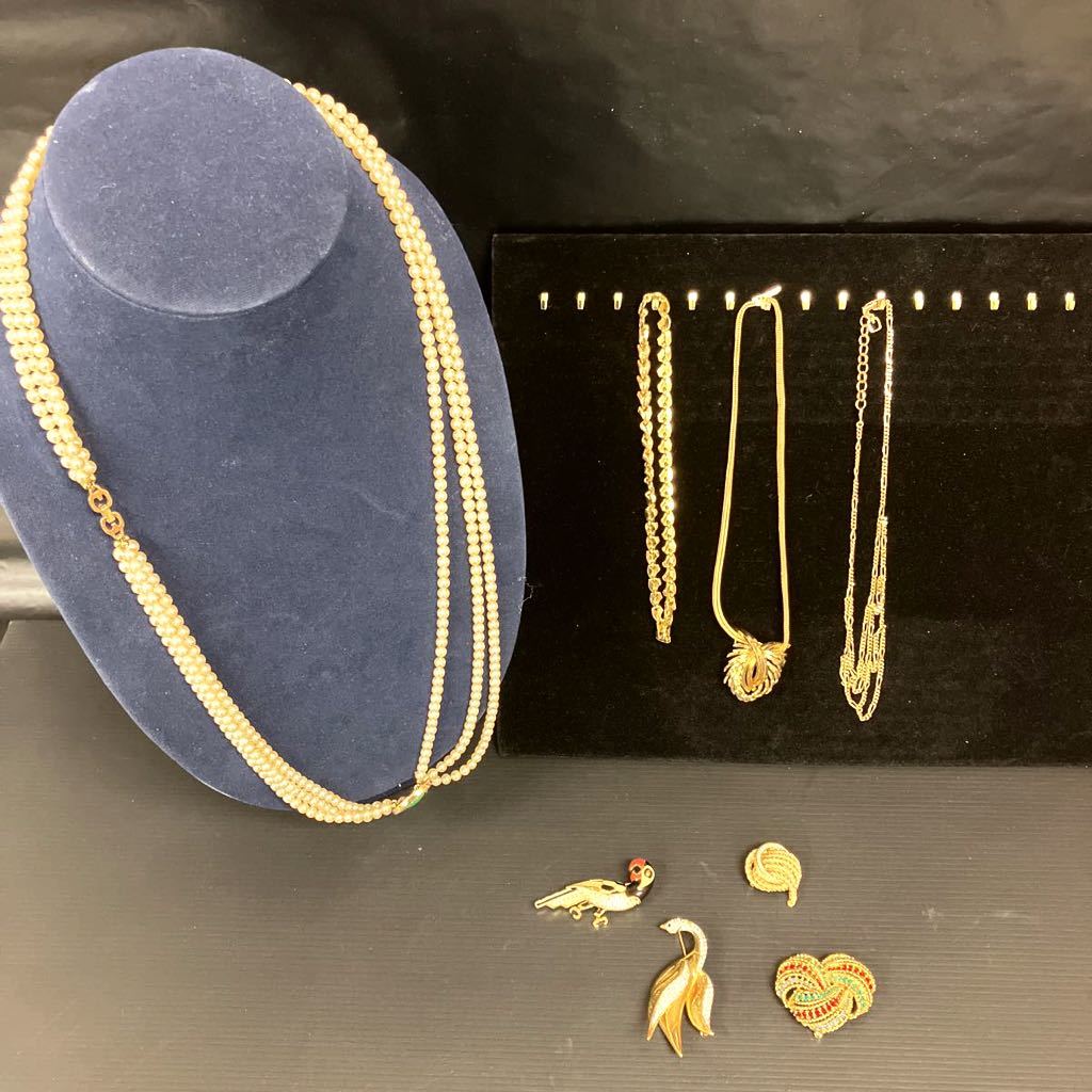 Y0145 大ぶり grosse DORLAN 海外製 ヴィンテージアクセサリー ネックレス 等 8点セット 大量 まとめ ゴールドカラー 等 約295g