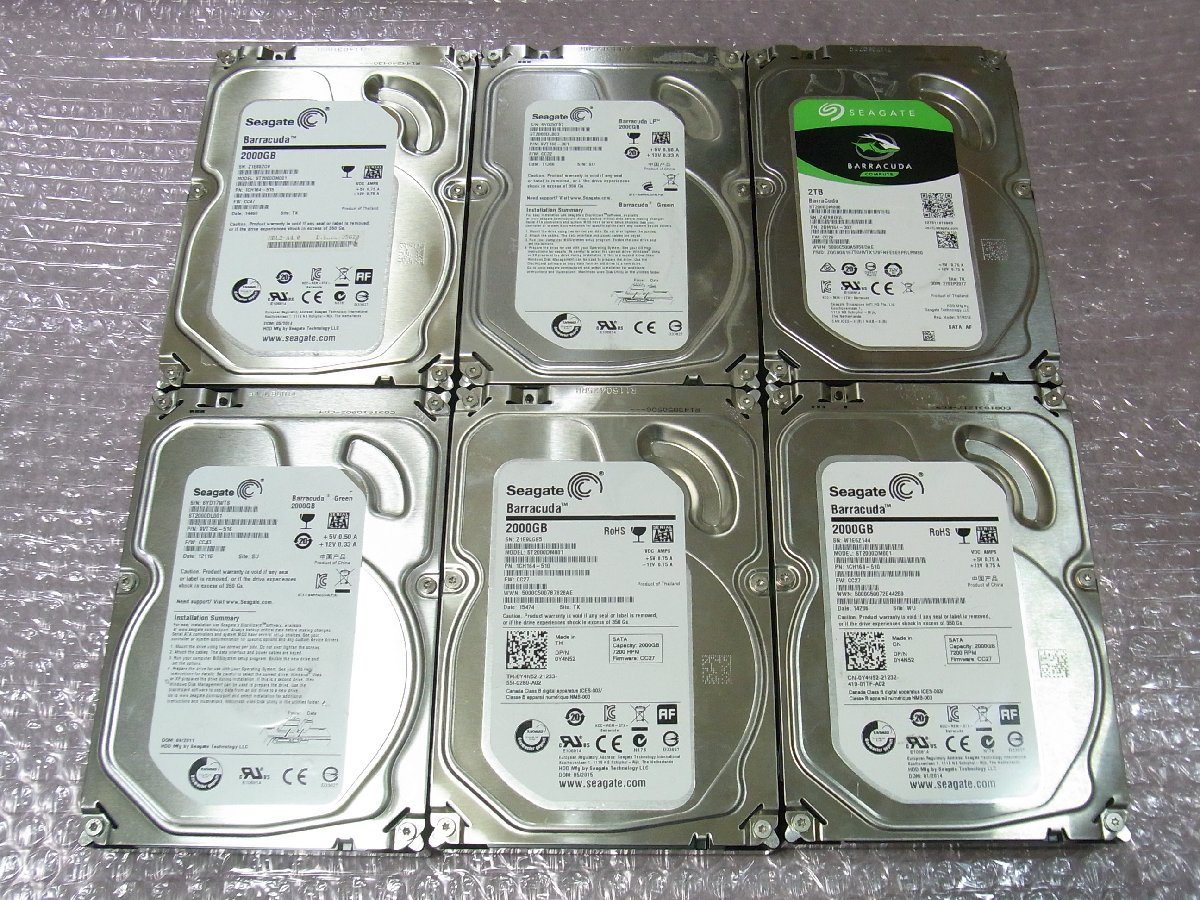 B33522 O-01263 3.5インチ HDD 2TB 6個セット 判定正常 HDD 2TB 3.5