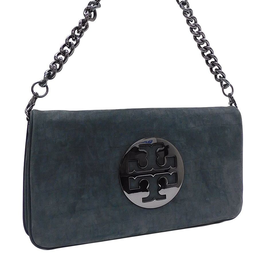 1円 ■ 美品 トリーバーチ ショルダーバッグ スエード グレー系 レデーィス 通勤 お洒落 TORY BURCH ■E.Bee.An-14