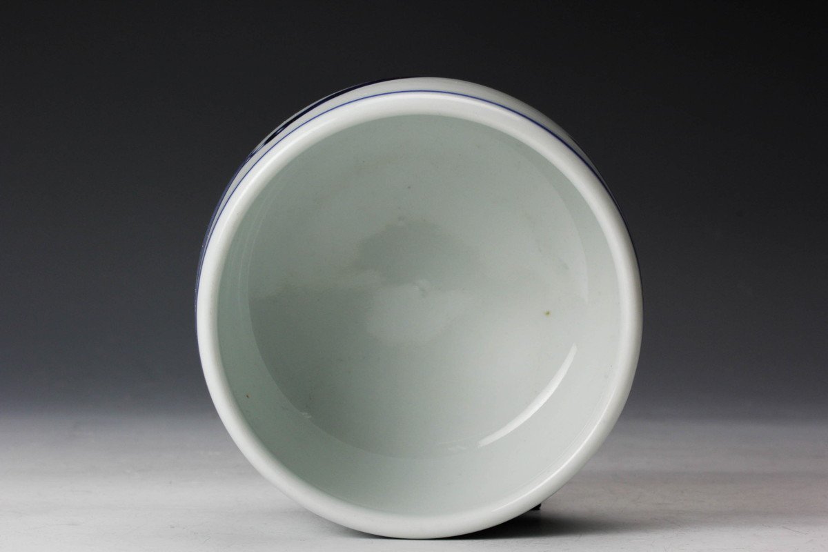 佳香】永楽善五郎 扇面染付茶碗 識箱 茶道具 共箱 永楽善