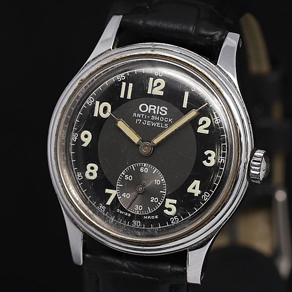 1円 稼働 手巻き オリス 7312 スモセコ 黒文字盤 XYZ レディース腕時計 KOR 2000000