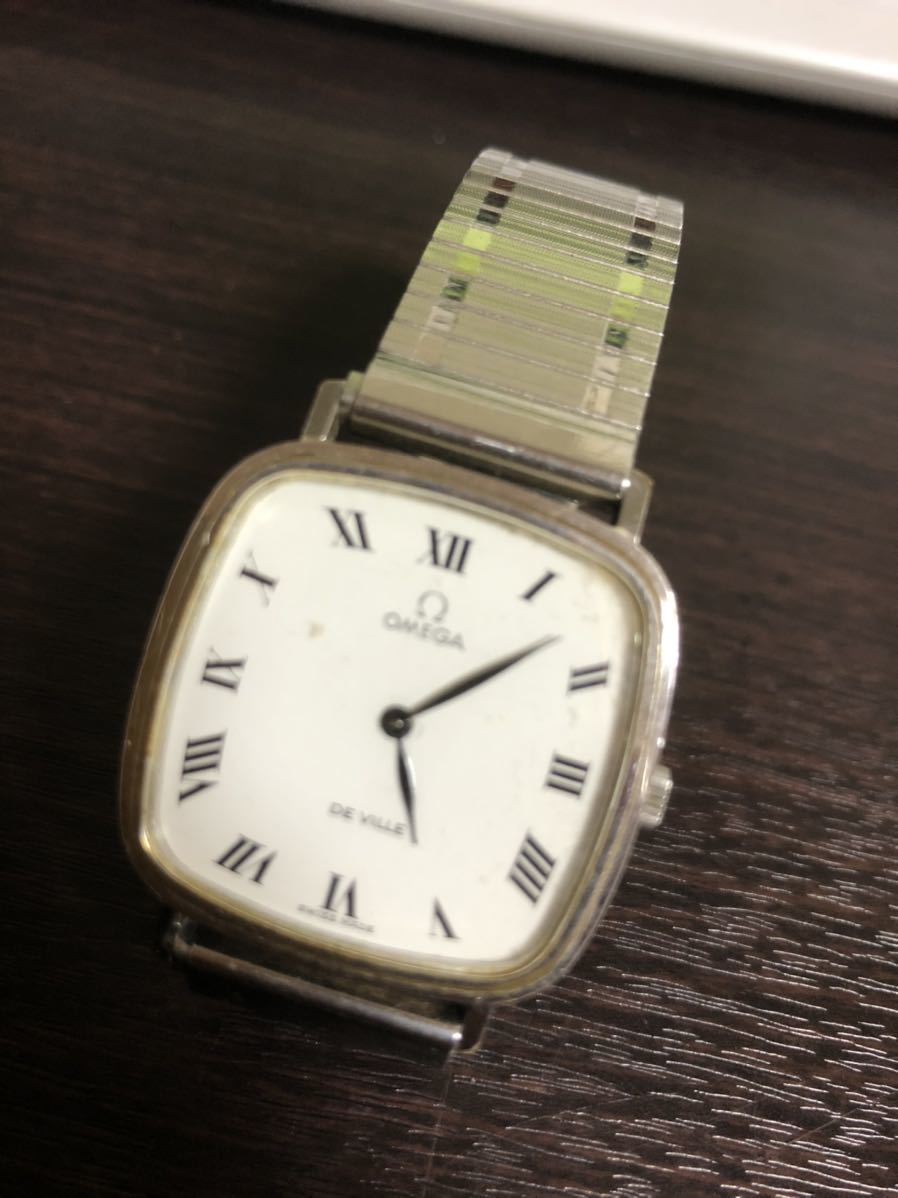 1円スタート】OMEGA DE VILLE ジャンク品 手巻き メンズ腕時計 伸縮 