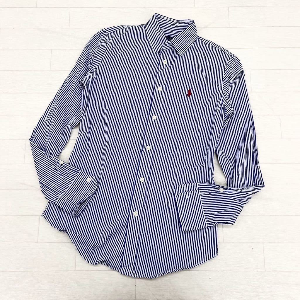 925 POLO RALPH LAUREN ポロ ラルフローレン トップス シャツ フルボタン 長袖 ストライプ カジュアル ブルー ...