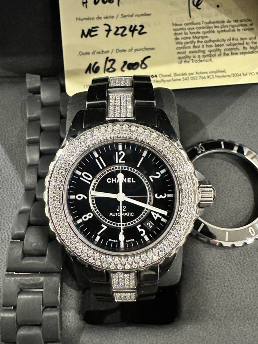 極上品 CHANEL J12 ダイヤベゼル H0684 ギャラ有り 38ミリ メンズ 
