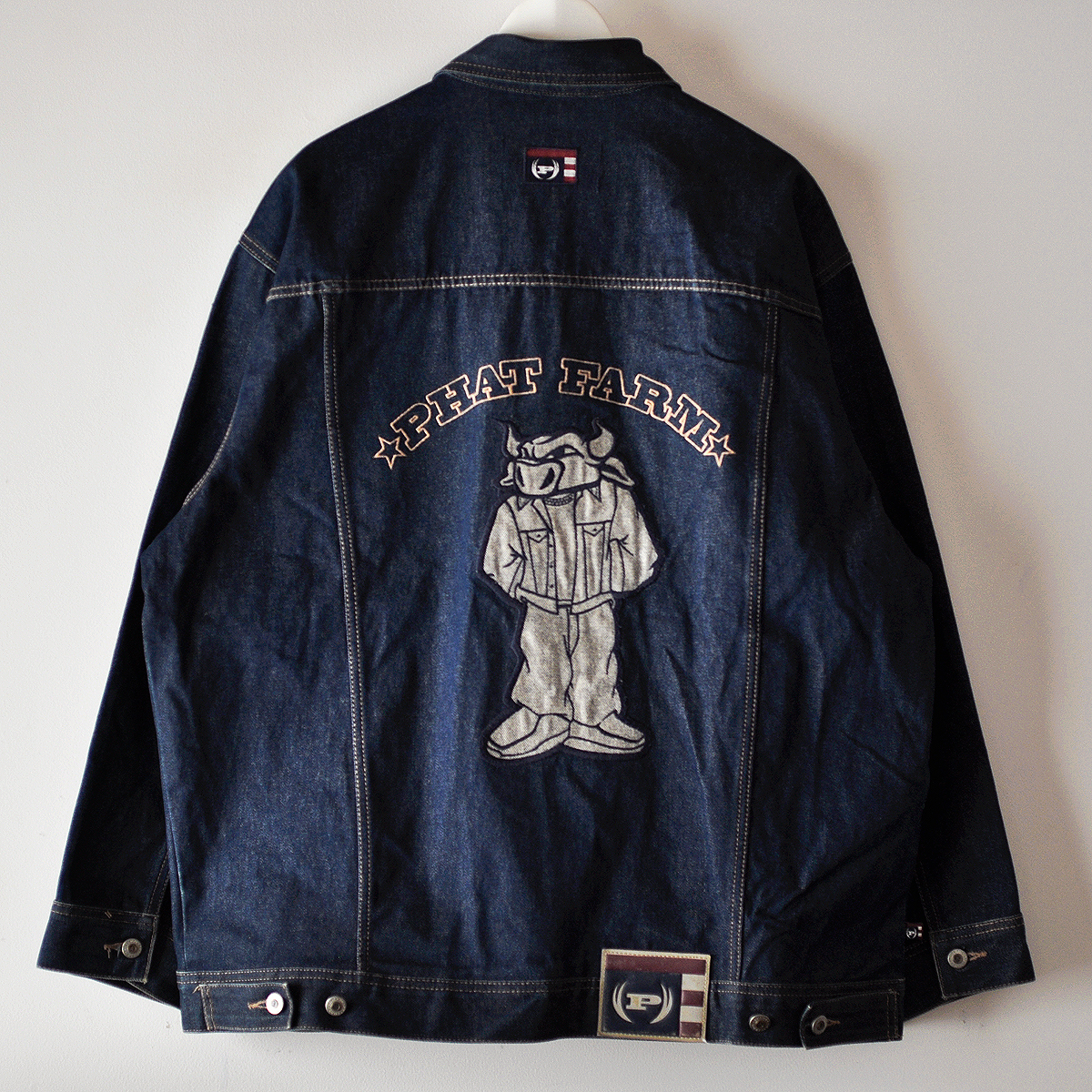 希少 90s PHAT FARM ビッグサイズ リジット デニム ジャケット XL 濃紺