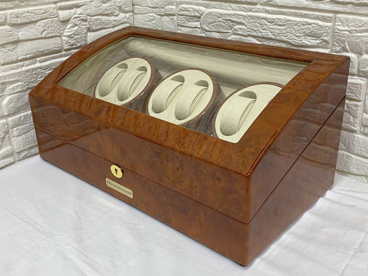 ☆ROYAL HAUSEN ロイヤルハウゼン 木目調 時計収納ケース付 ワインダー