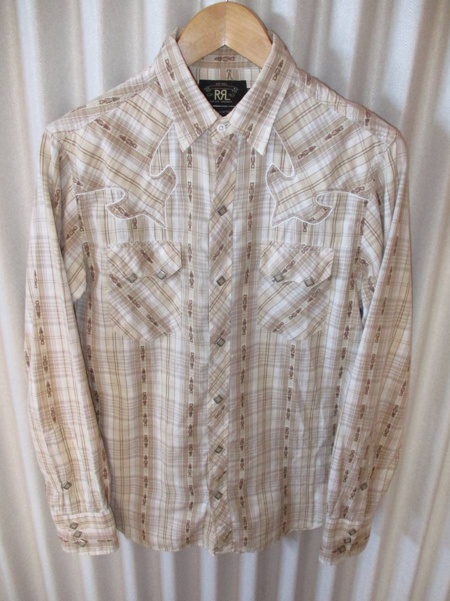 RRL ダブルアールエル 長袖 刺繍 コンチョボタン ウエスタンシャツ S Ralph Lauren ラルフローレン