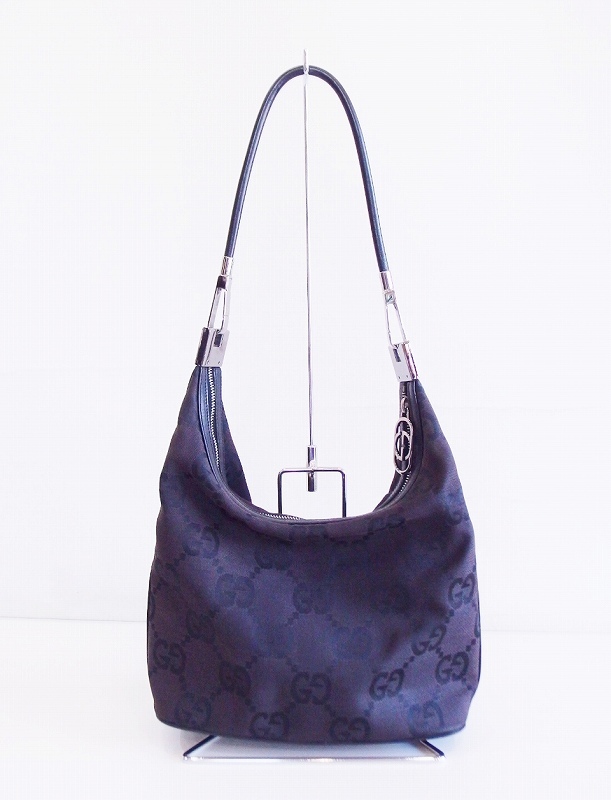 GUCCI グッチ GGキャンバス×レザー　ショルダーバッグ 001.3814 ブラック系
