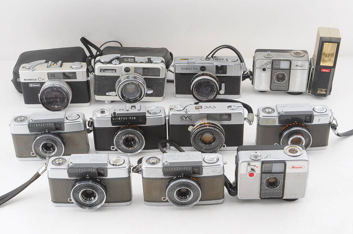 CC14 ハーフ フィルムカメラまとめ オリンパスペン リコー コニカ キヤノン OLYMPUS-PEN RICOH KONICA Canon ...