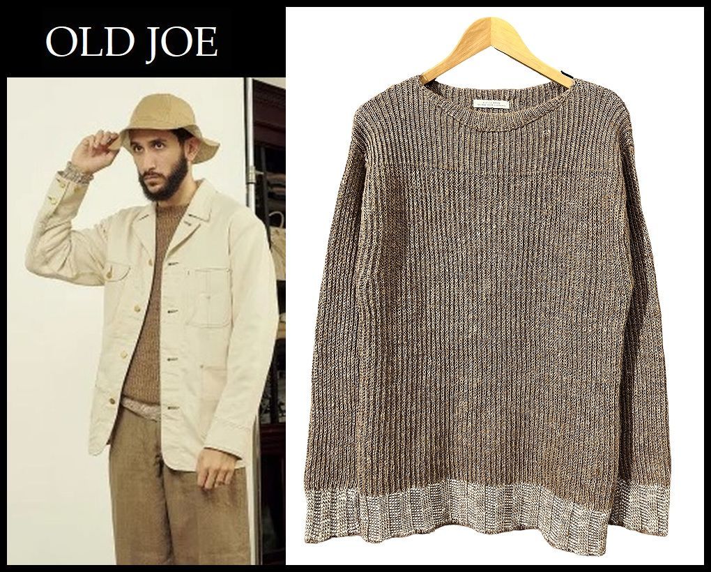 送無 定価40，700 使用感の少ない美品 OLD JOE オールドジョー 19ss 191OJ-KN02 ボートネック ローゲージ リネン サマー ニット セーター 38