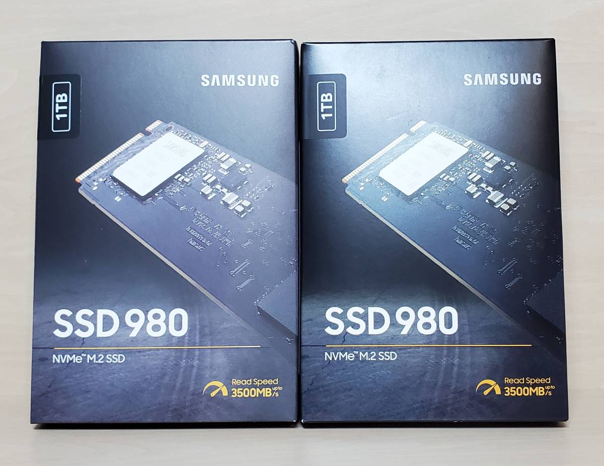 新品同様品 2枚 Samsung 980 NVMe M.2 SSD 1TB MZ-V8V1T0B/IT 二
