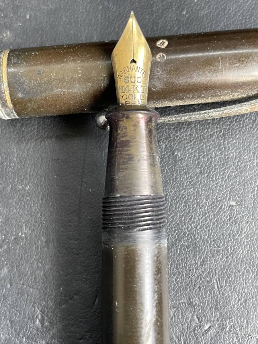 1円 石 WARRANTED SUO 14KT GOLD PEN ワランテッド 万年筆 筆記未確認  