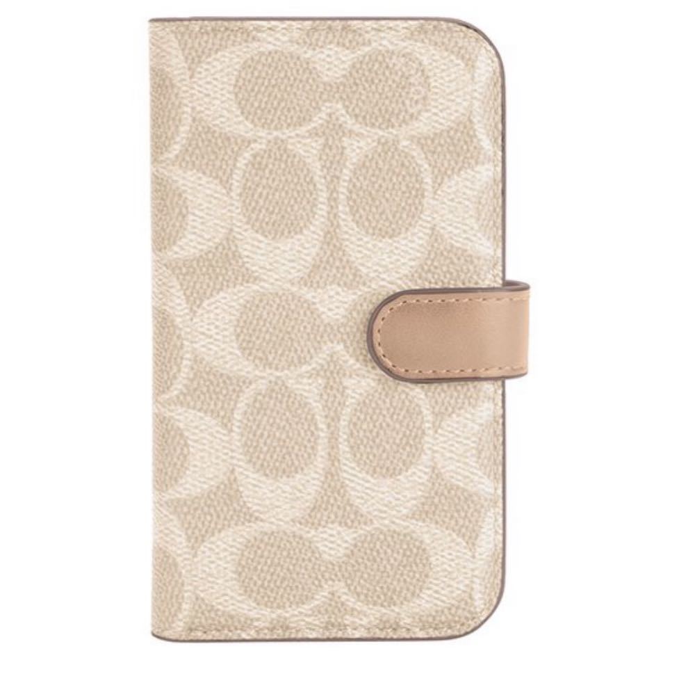新品 COACH iPhone12 mini カバー 手帳型 sand コーチ mini COACH 0