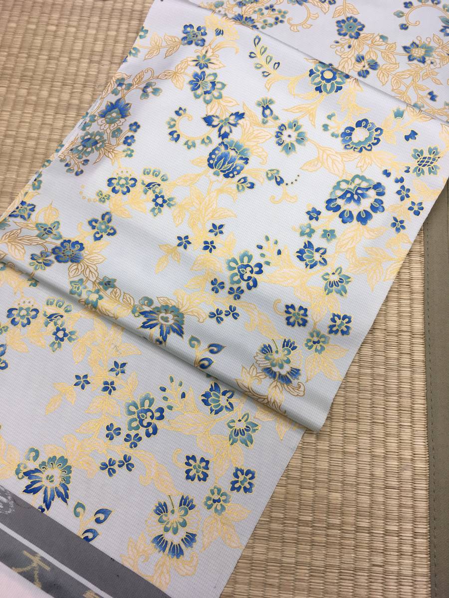 【参考上代120.0万円】某高級問屋別注品　岡重×本場大島紬　本場京紅型の九寸名古屋帯　未仕立て　未使用　こだわりの逸品