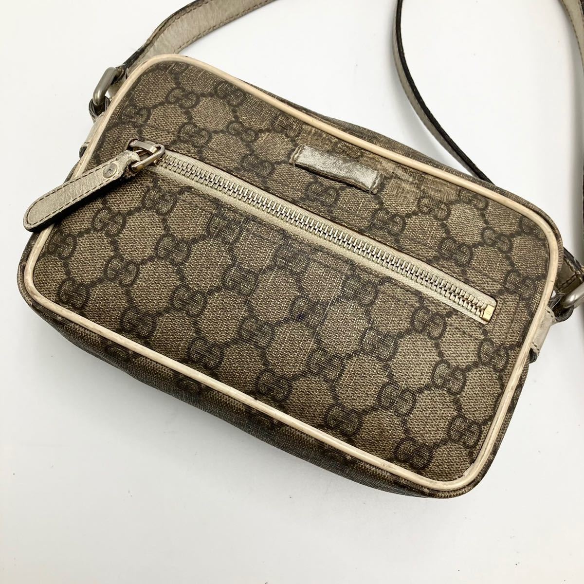 レア品　GUCCI　グッチ　GG　ショルダー　斜めがけ　ポーチ　レザー