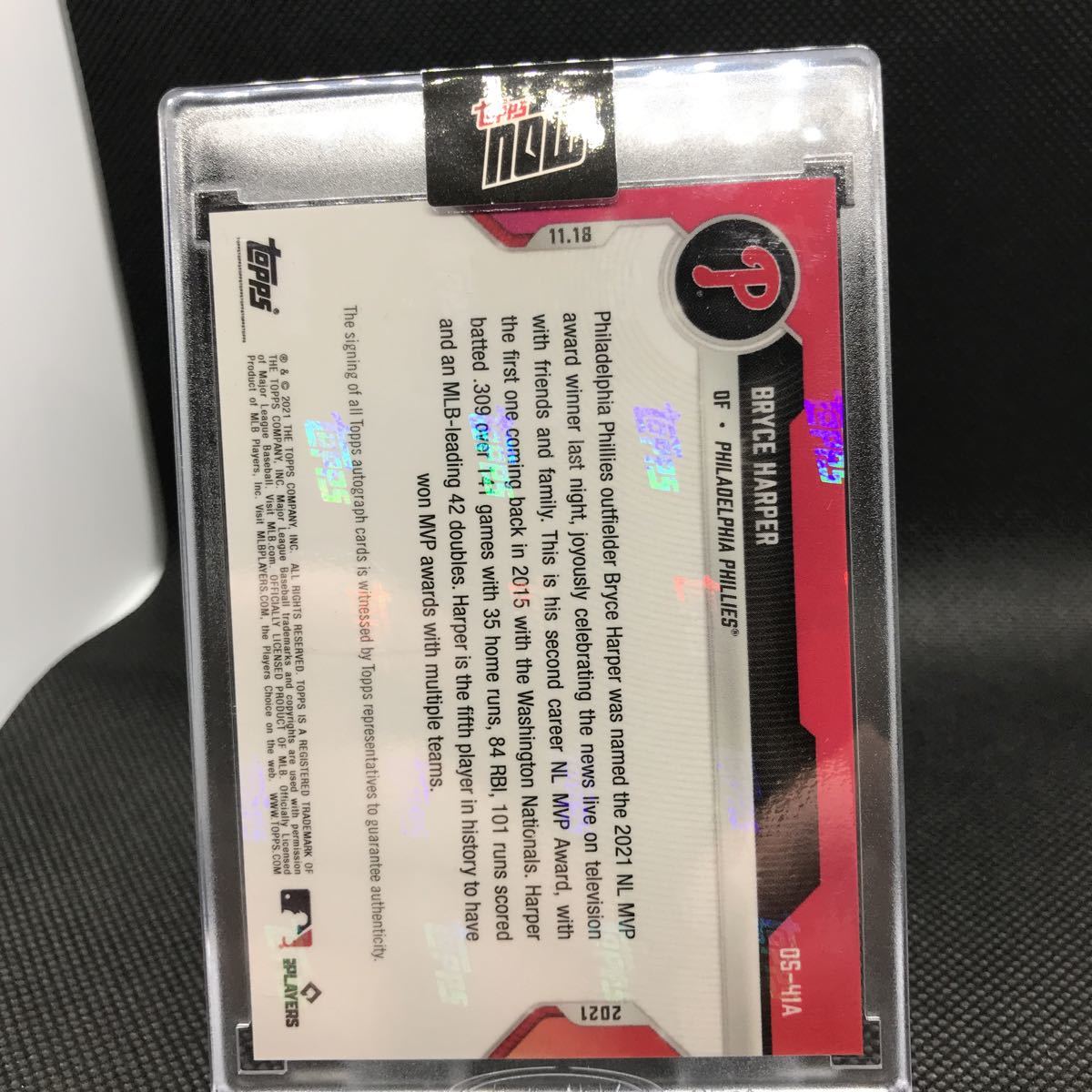 2021 topps now MVP auto 直筆 サイン bryce harper ブライス ハーパー 