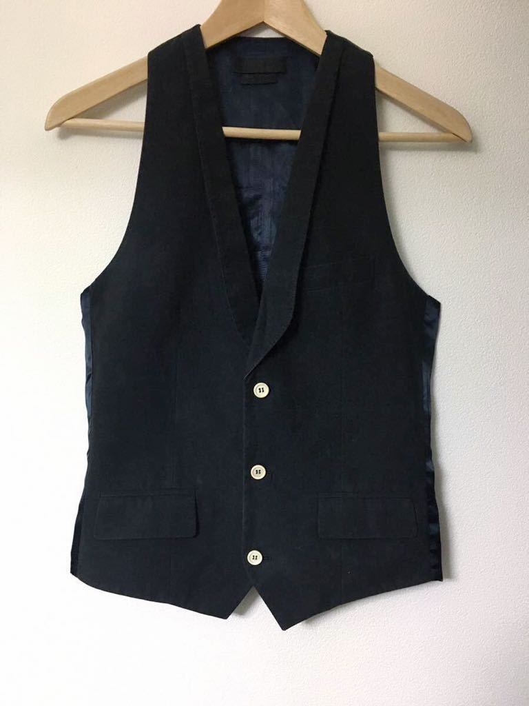 Alexander McQueen 本人期 09AW コットン レーヨン 切り替え ジレ 黒 白ボタン サテン ベスト イタリア製 46 ショール