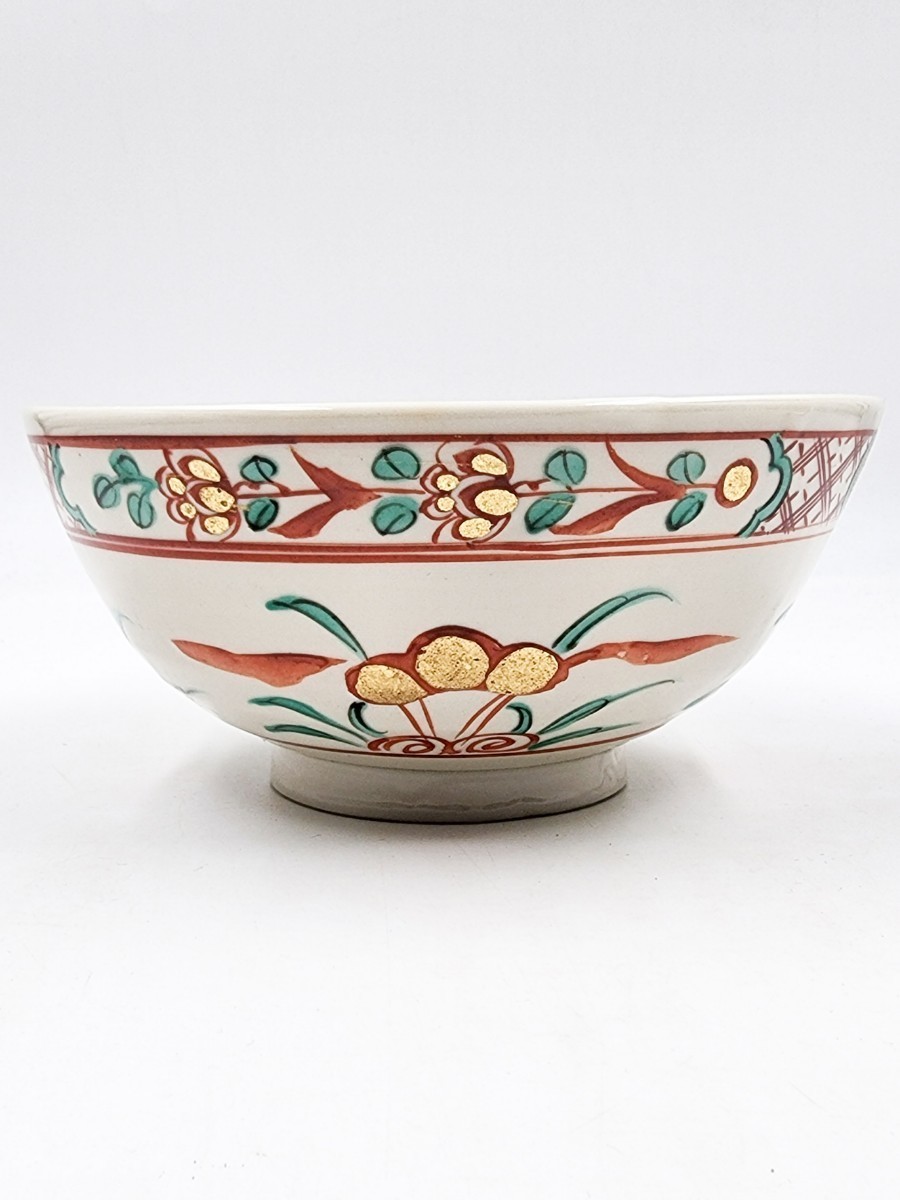 万古焼　煎茶碗　五客　萬古焼　花鳥色絵金彩　茶道具　煎茶道具 京焼 金彩 赤絵 汲出 煎茶碗 ColBase ＜茶道具＞ 京焼 【真葛香斎】 『呉州
