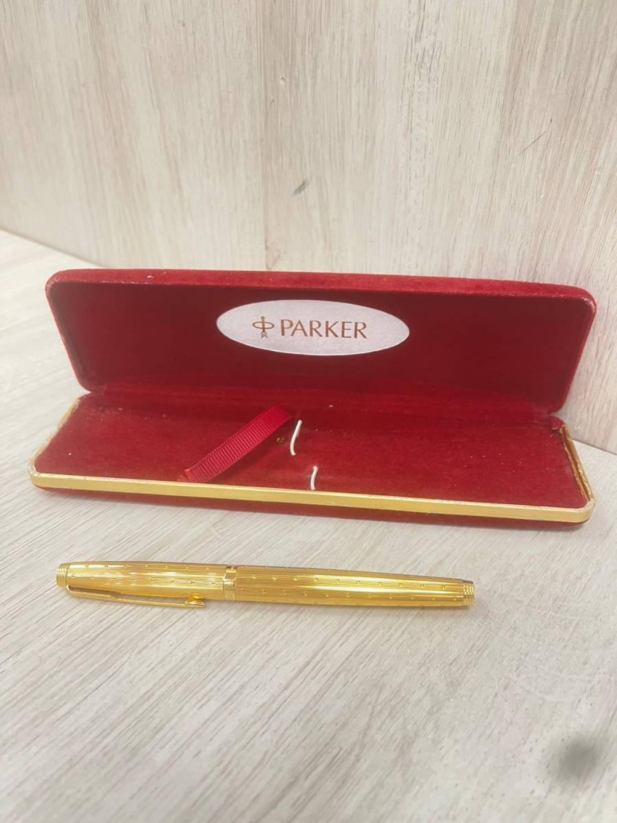 美品 PARKER 万年筆 ペン先585 14K ブラック ゴールド 綺麗品 パーカー
