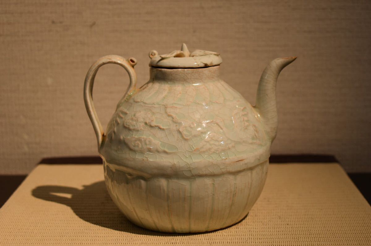 GE】Y1439【コレクター所蔵品】時代 青白磁水注 /朝鮮美術 骨董品 時代品