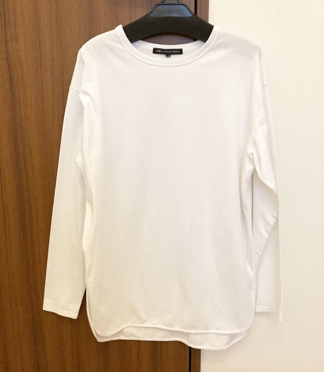 オンワード☆23区 コットンベアジャージー ロング Tシャツ 白 ホワイト