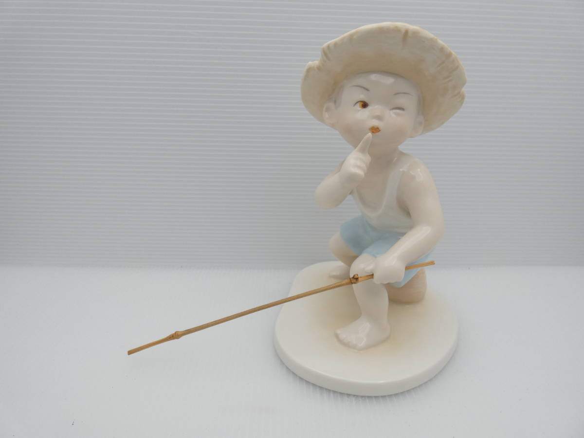 ☆乃りたけ陶房 小島豪作 童子人形シリーズ 《魚釣り》 ノリタケ 陶器 