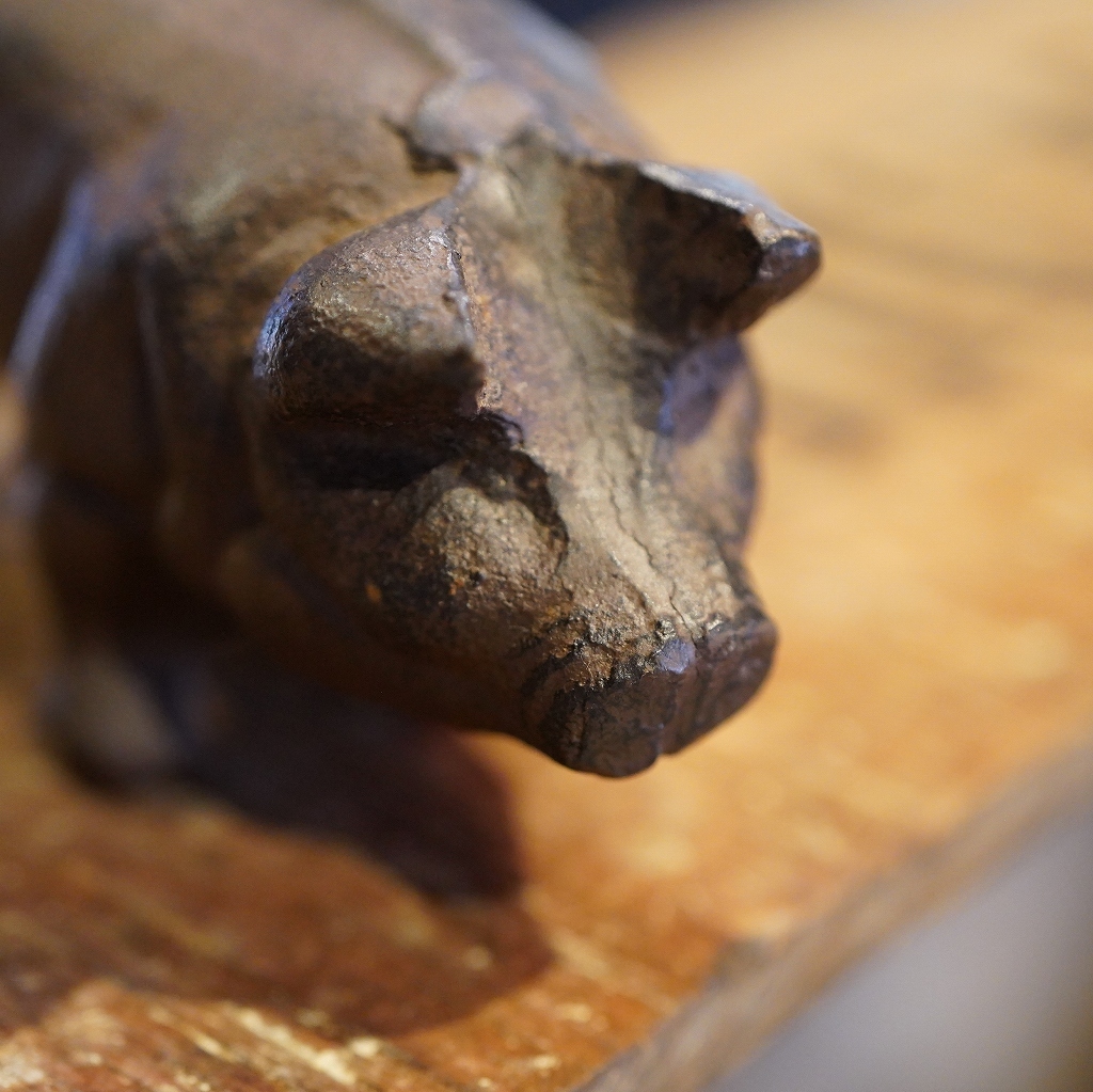 アンティーク 古雑貨 ヴィンテージ 骨董 ブタ 置物 豚 文鎮 ペーパーウエイト インテリア オブジェ ディスプレイ ペーパーウェイト 雑貨 ブタ : 置物 古雑貨 ブラック コックさん