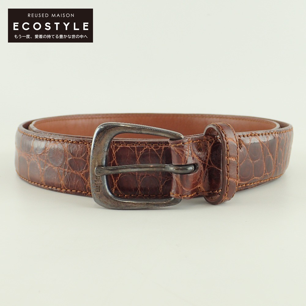 Ralph Lauren ラルフローレン 2118450 925バックル プンターレ アリゲーター ベルト 38 95/110 ブラウン メンズ