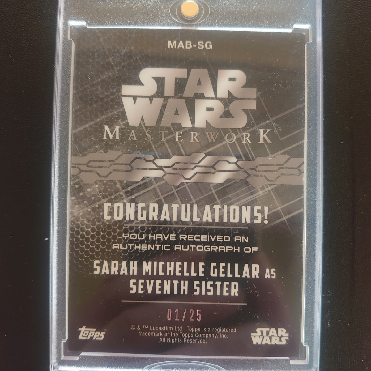 2017 Topps Star Wars Masterworks 1/25，SARAH MICHELLE GELLAR as SEVENTH SISTER 0 Masterwork Topps