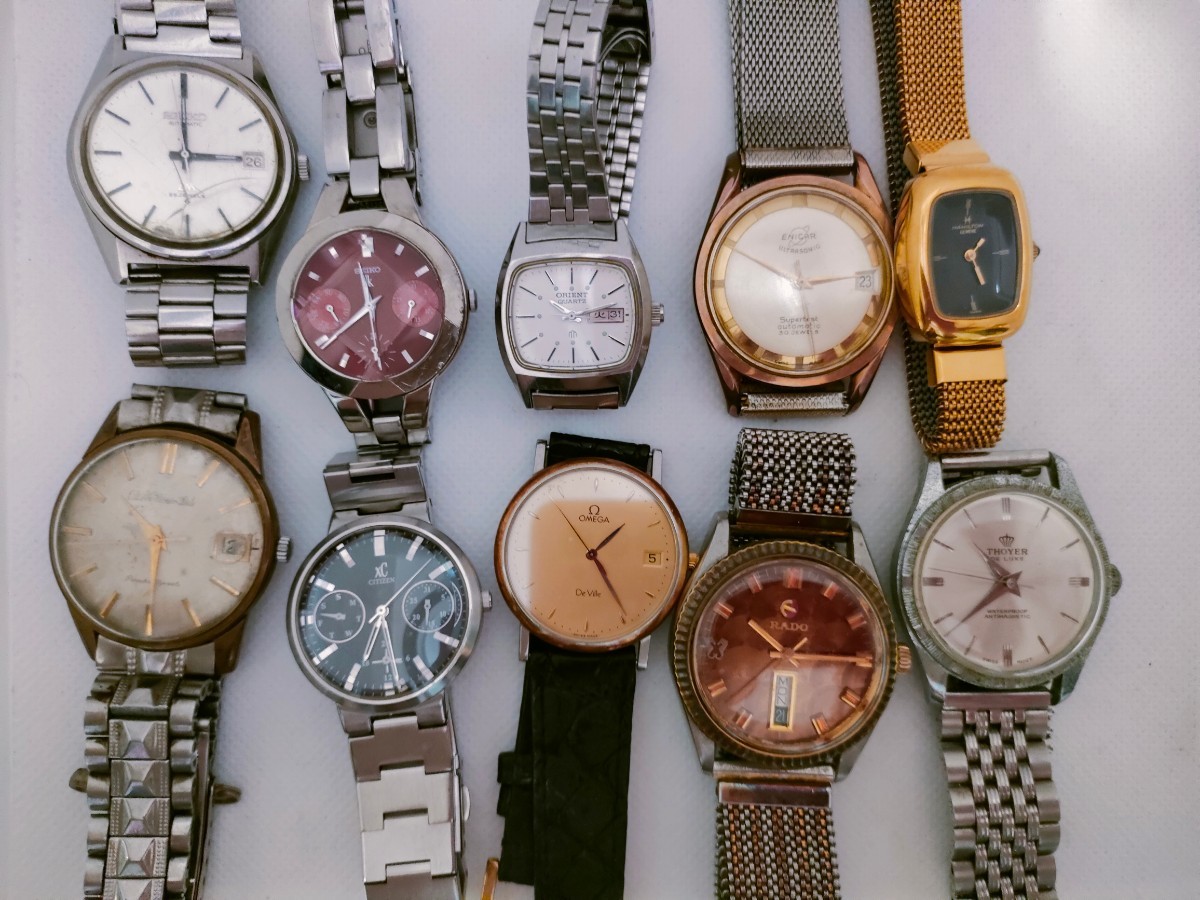 時計 おまとめ OMEGA/SEIKO ルキア/RADO/ENICAR/CITIZEN XC/THOYER他 ジャンク