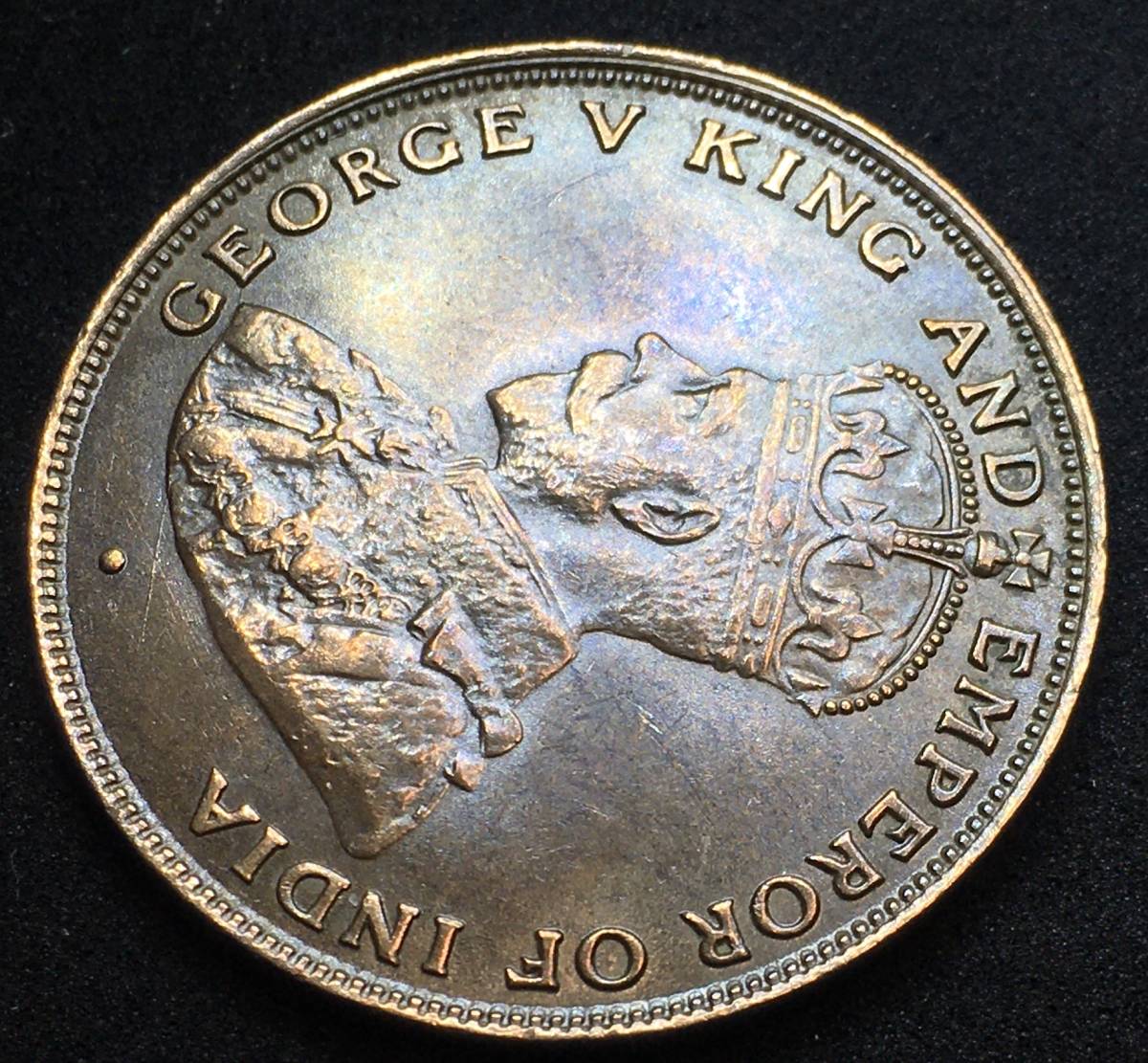 未使用 proof？ 1923年 英領 香港 1セント ジョージ5世 銅貨 極美品