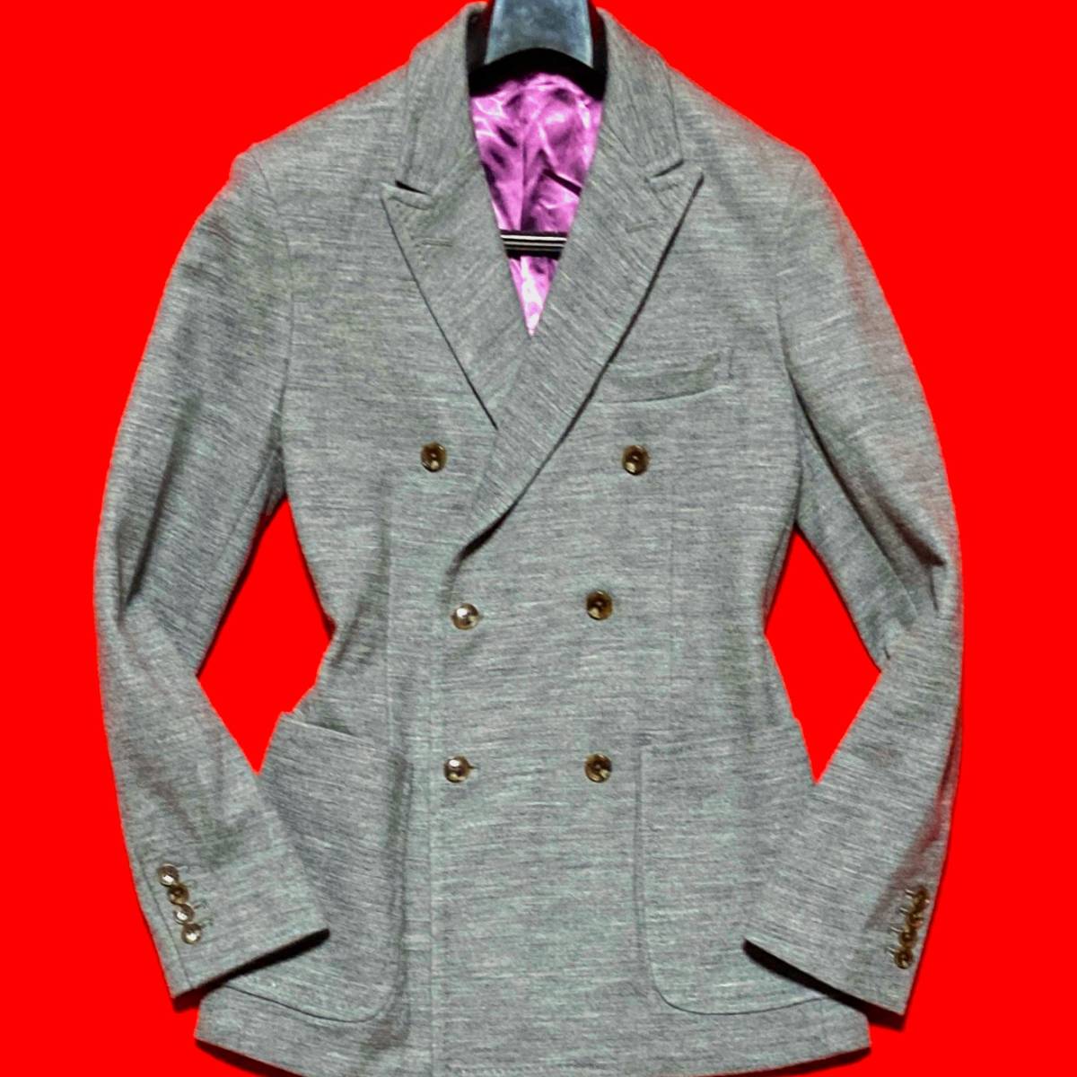 McGREGOR★限定&上級★DAVID D.DONIGERライン★ダブル テーラードジャケット 半裏 ピークドラペル 本切羽 灰 L マクレガー マックレガー