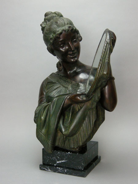 彫塑，女性像，彫刻 イタリア製ブロンズ像 BP&A工房 Bar Becea原作 鏡