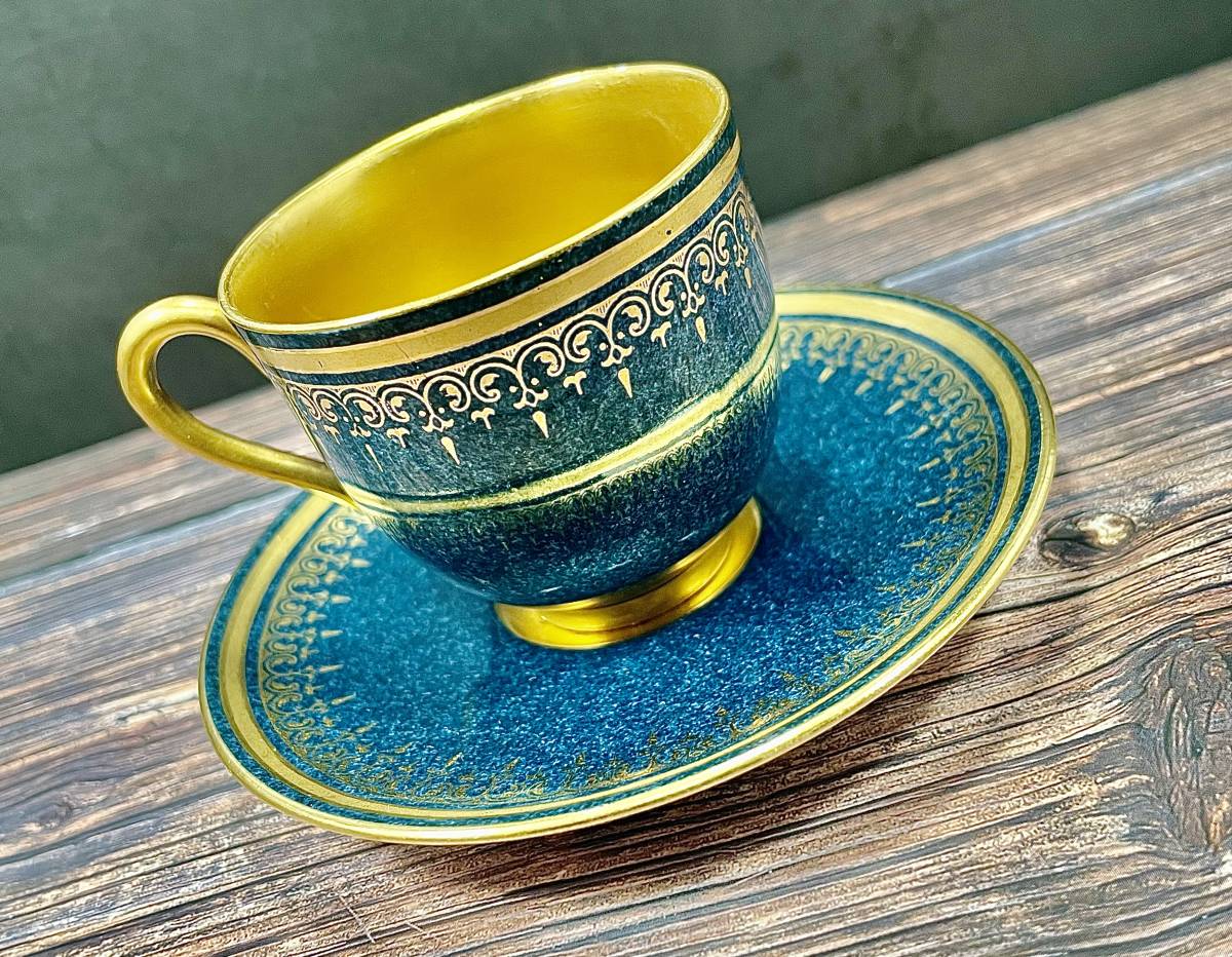 ロイヤルウースター 金彩コバルトデミタスカップ＆ソーサー 蒼 青