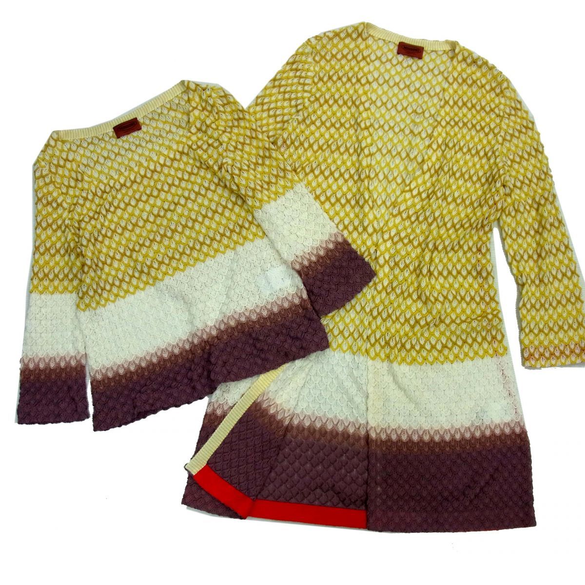 美品 MISSONI ミッソーニ シェブロン カーディガン ブラック×マルチ 