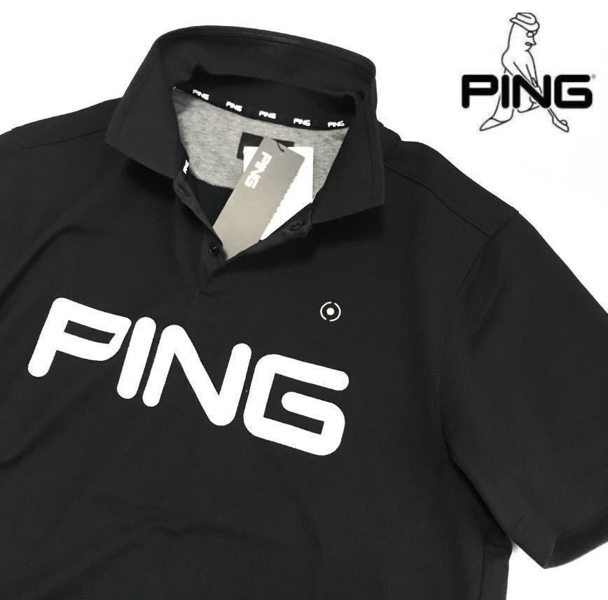 新品【メンズ3L】黒 PING GOLF ピン ゴルフ ビッグロゴ 吸水速乾 半袖